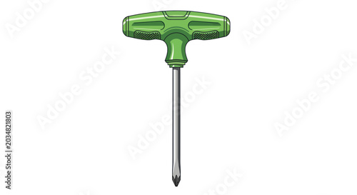 фотографія Green T-Handle Screwdriver Tool Isolated on White Background