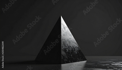 Obraz na płótnie Pyramid structure with marble texture on dark surface