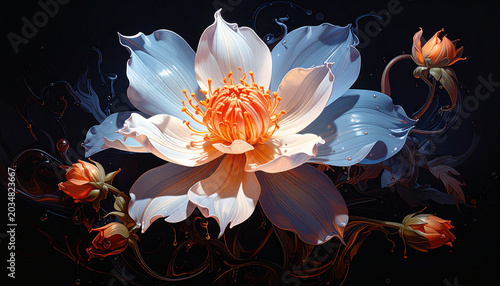 Beautiful White Lotus Flower in Bloom