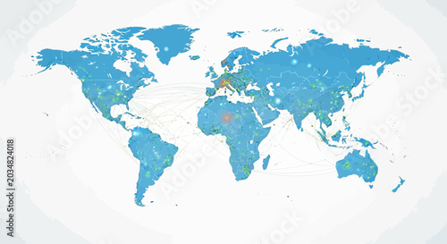 Global Network Connections Map
