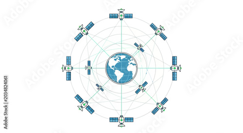 Billede på lærred Global Satellite Network Orbiting Earth