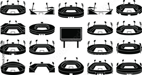 Photography Black and white stadium various sports venue with a television screen