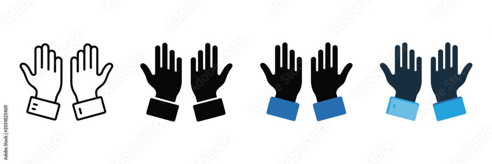 Fototapeta premium Set of praying hands icons, islamic prayer gesture, vector illustration