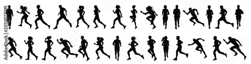 Foto runners silhouettes set