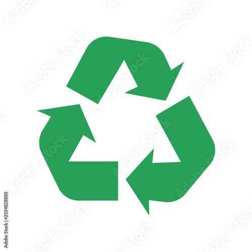 Green recycle symbol icon for eco environment and recycling conservation design on white background