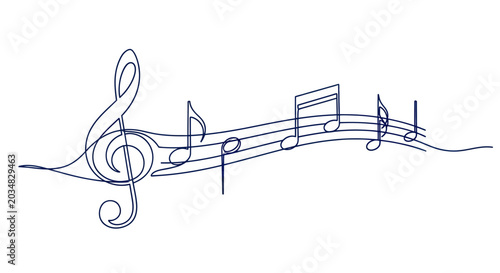 Foto Elegant Music Notes and Staff Line Art Drawing