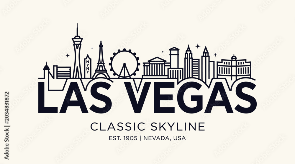 Obraz premium Las Vegas Skyline: Classic Cityscape Vector Illustration