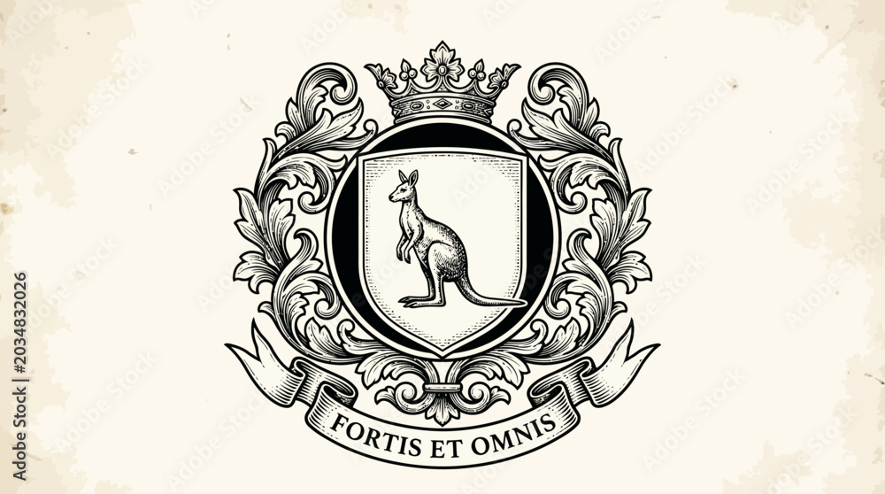 Αυτοκόλλητο An elegant vector illustration of a vintage gold heraldic coat of arms of the Un