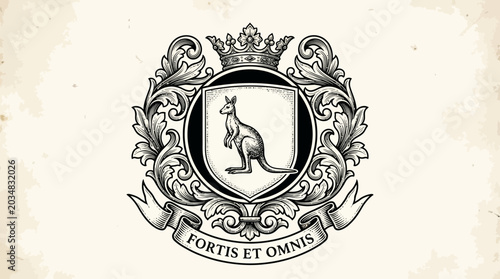 Bild auf Leinwand An elegant vector illustration of a vintage gold heraldic coat of arms of the Un