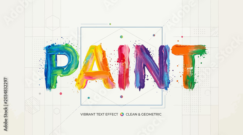 Colorful Paint Text Effect Geometric Background