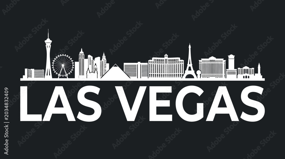 Fototapeta premium Las Vegas Skyline Silhouette: Iconic Cityscape Design.