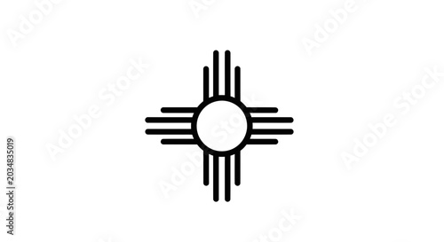 Konstfotografi New Mexico Zia Sun Symbol Icon, Minimalist Black and White Vector Art