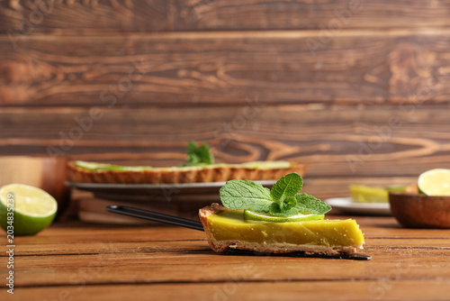 Spatula with piece of tasty...