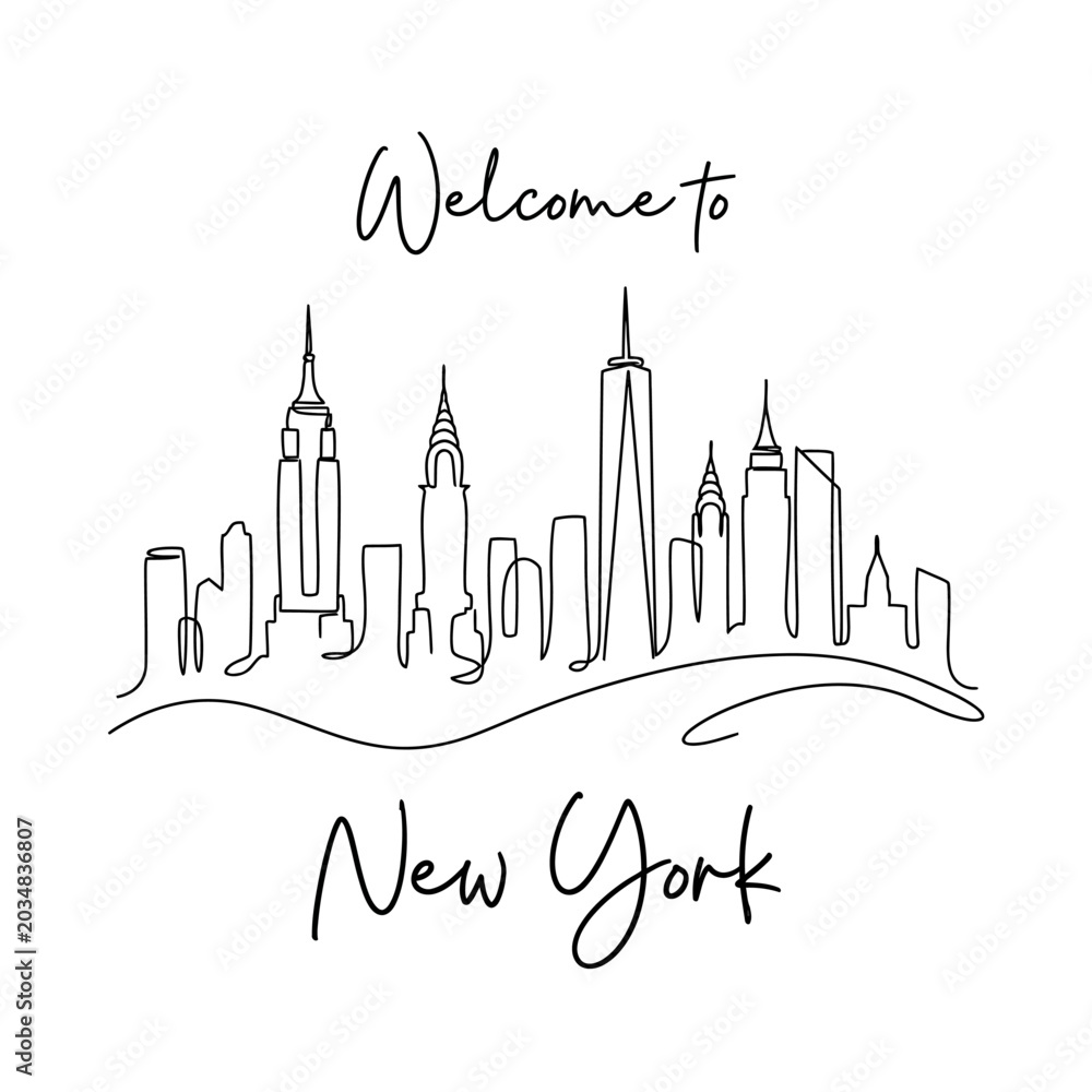 Fototapeta premium Minimalist New York City Skyline Line Art Design