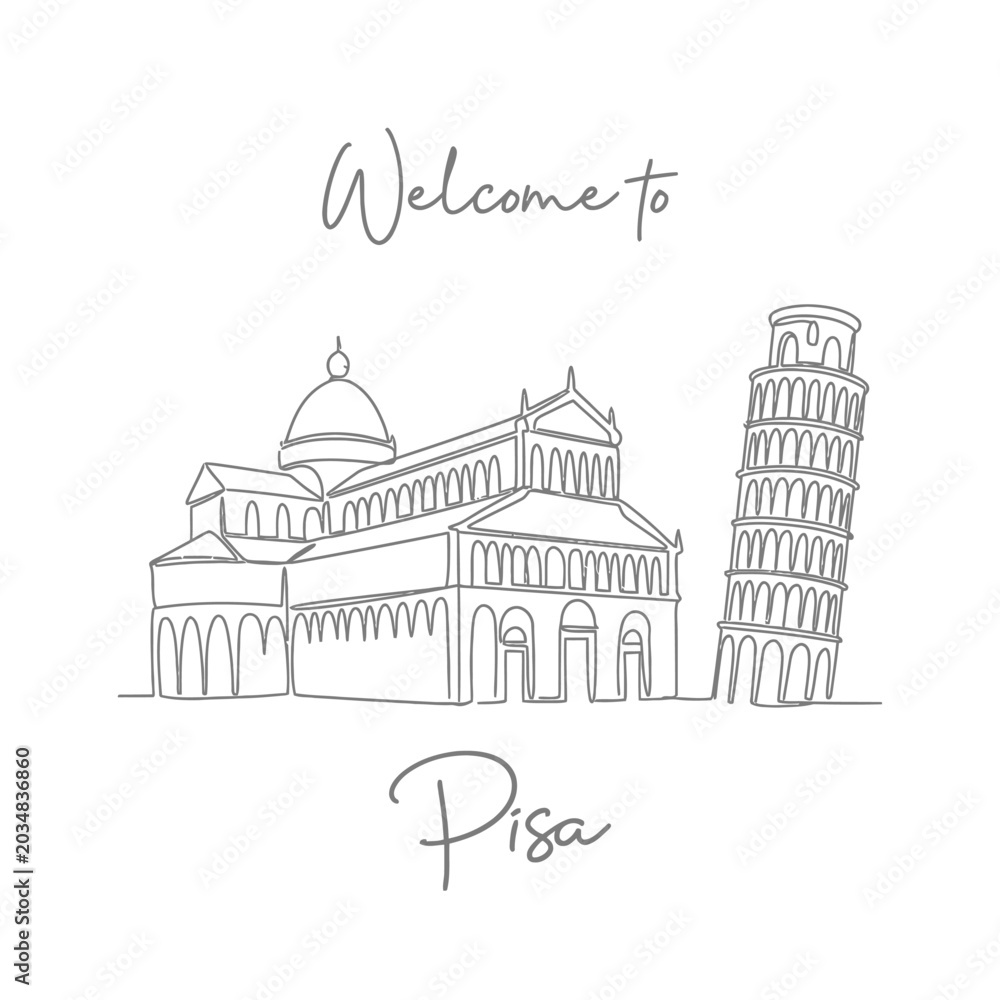Obraz premium Minimalist Pisa Landmarks Outline - Travel Illustration