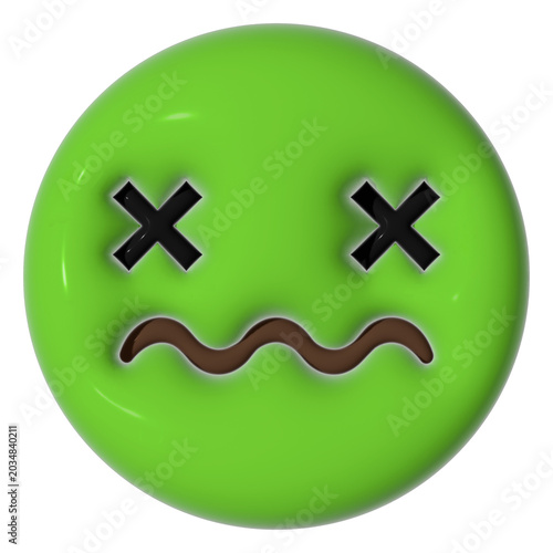 Konstfotografi Png sickly-green face 3D emoticon, transparent background