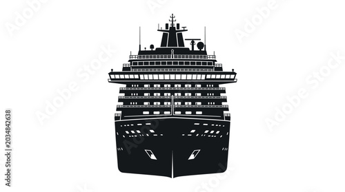 Cruise ship silhouette against a white background flat vector illustration