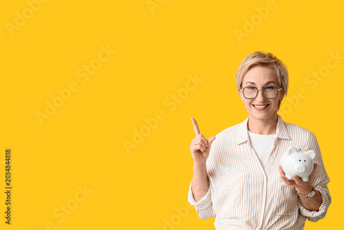 Happy mature woman with whi...