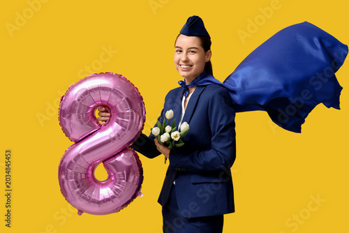 Young stewardess with super...