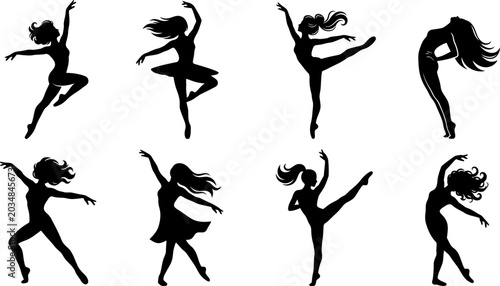 Tableau sur toile Modern skateboarder silhouettes in dynamic street skating poses