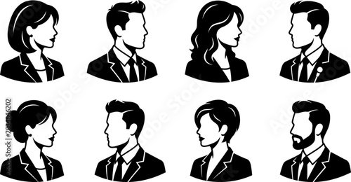 Fotografie Journalists and reporters with microphones diverse icons vector graphic