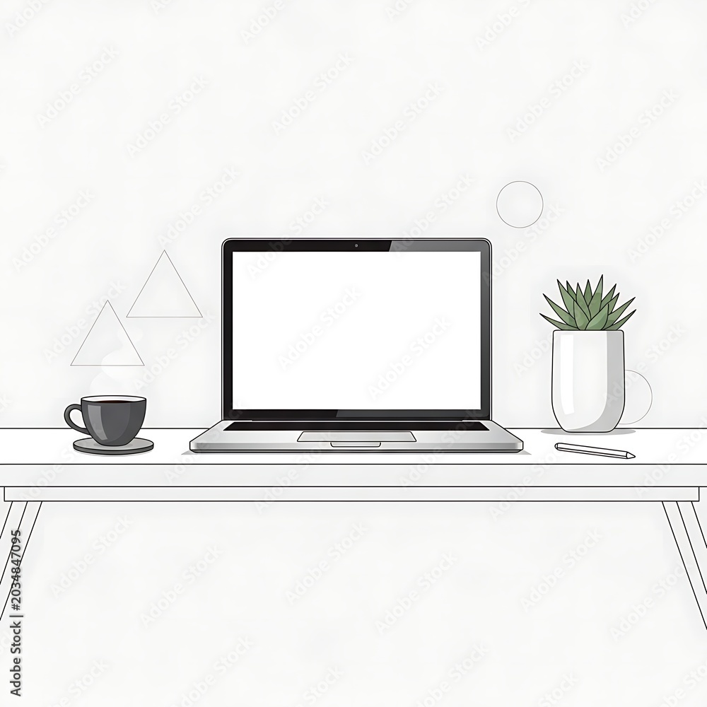 Fototapeta premium Modern minimalist home office workspace setup.
