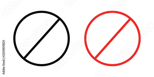 Photos Blocked and Prohibited symbol icon set in black and red vector style, ideal for access denial, security alerts and digital interface graphics
