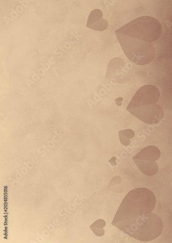 Neutral Brown Heart Watercolor Background in Earth Tone Romantic Wallpaper with Minimal Beige Love Theme Texture