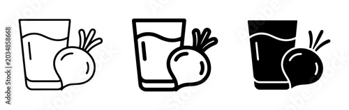 Foto Beetroot Juice Icons, Fresh Vegetable Drink Graphics, Healthy Beverage Set, Simp