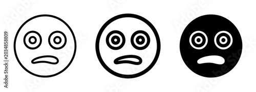 Obraz na płótnie Surprised Emoji Icons, Shocked Face Vector Graphics, Wide-Eyed Expression Symbol