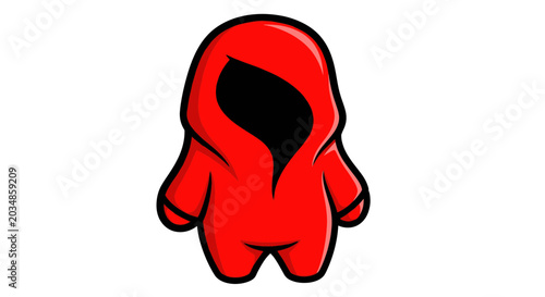 Fotografie Cartoon Red Hooded Figure, Mysterious Character, Minimalist Design