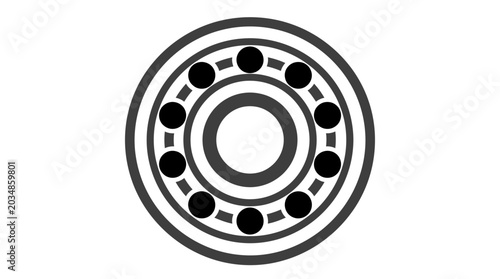 Schilderij op canvas Minimalist black and white ball bearing mechanical component isolated on white b