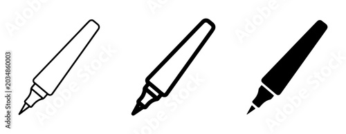 Cuadro en lienzo Marker Icons Set, Drawing Tool Vector Graphics, Creative Art Supplies, Black and