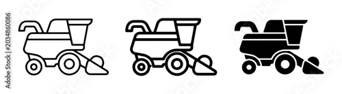 Foto Combine Harvester Icons Set, Agricultural Machinery Vector Graphics, Farming Equ