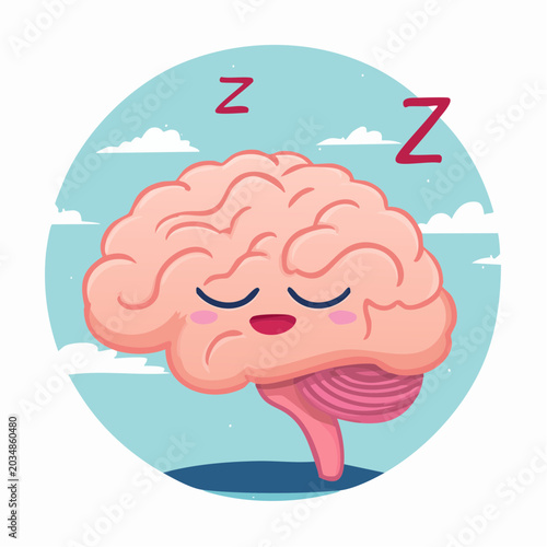 Cute Sleeping Brain Character