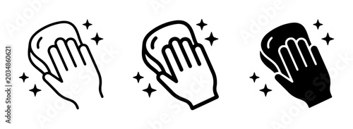 Slika na platnu Hand Cleaning with Sponge Icons, Sparkling Surface Vector Set, Hygiene and Sanit