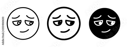Photos Shy Smile Emoticon Set, Bashful Face Icons, Subtle Expression Vector Graphics, B