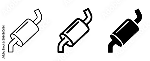Foto Automotive Muffler Icons, Exhaust System Vector Graphics, Car Part Symbols for R