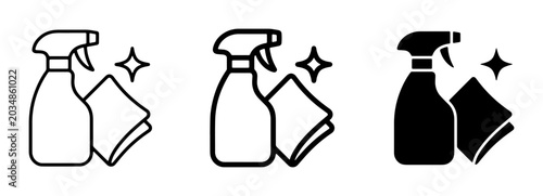 фотографія Cleaning Spray Bottle and Cloth Icons: Sparkle, Shine, Hygiene, Household Chores