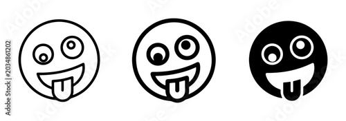 Obraz na płótnie Crazy Face Emoticon Icons, Silly Smiley Vector Art, Goofy Expression Symbols, Pl