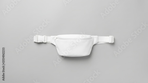 Isolated plain white waist bag mockup for branding design fashion accessory travel storage utility gear fanny pack