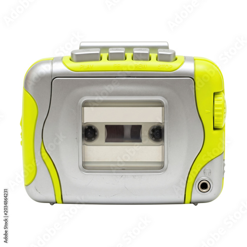Foto Retro silver and yellow portable cassette player
