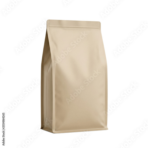 Fotografía Beige gusseted stand up pouch bag mockup