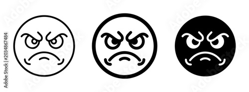 Foto Angry Face Icons, Frowning Emoticon Symbols, Grumpy Emoji Vector Set, Expressing