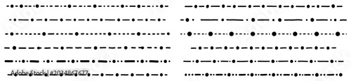 Fotografie Dotted and dashed divider lines forming seamless horizontal borders in hand draw