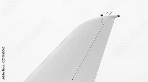 Close-up of a white airplane tail fin