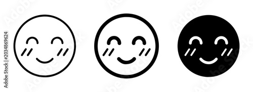 Slika na platnu Blushing Smile Icons, Happy Face Vector Art, Joyful Emotion Symbols, Cute Emoji