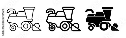 Photos Combine Harvester Icons, Agricultural Machinery Vector Set, Farming Equipment Gr