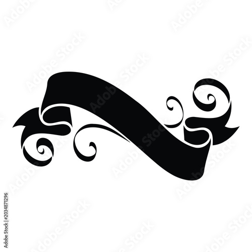 Fotografie Vintage ribbon banner design silhouette vector illustration for classic scroll typography