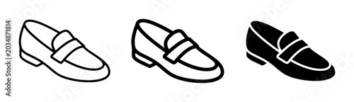 Photography Loafer Shoe Icons Set, Classic Penny Loafer Vector Graphics, Minimalist Footwear